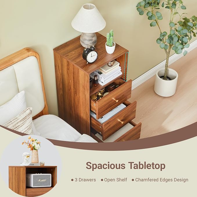 Bifins Tall Bathroom Cabinet with 3 Drawers, 37.6 Inch Narrow Bathroom Storage Tower for Bathroom Living Room Laundry