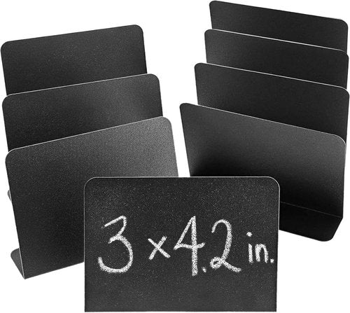 Juvale Metal Tabletop Chalkboard Signs - Galvanized Iron Menu Stands - 3"x4.2", Black, Pack of 8