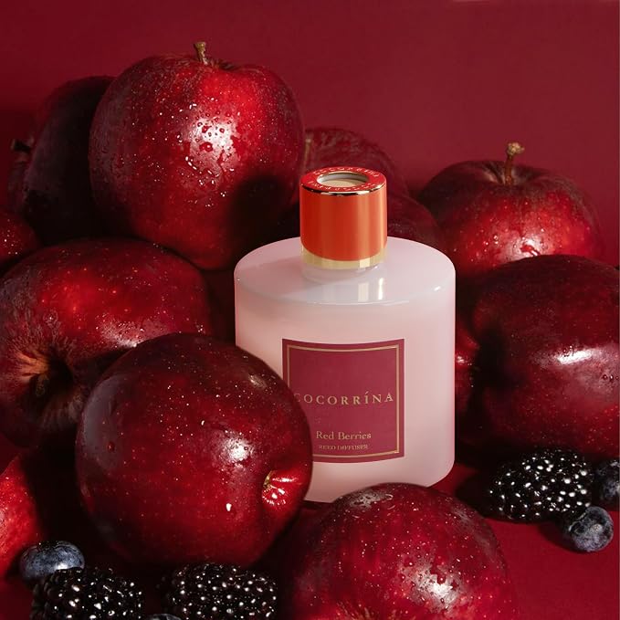 COCORRÍNA Reed Diffuser - Red Berries 6.7 fl oz Reed Diffuser with Sticks, Home Bedrrom Bathroom Shelf Decor