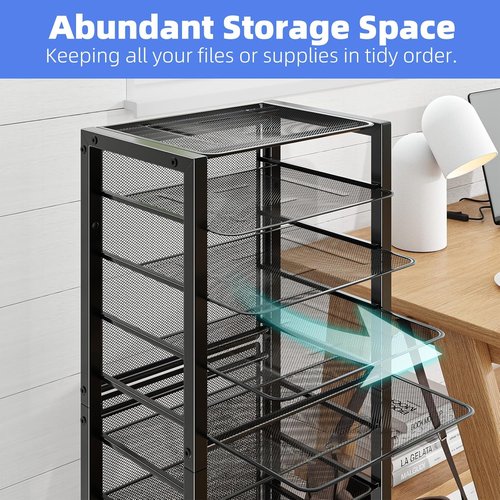 Simple Trending 14-Tier Rolling File Cart - Desk Organizer for Paper Storage | Black