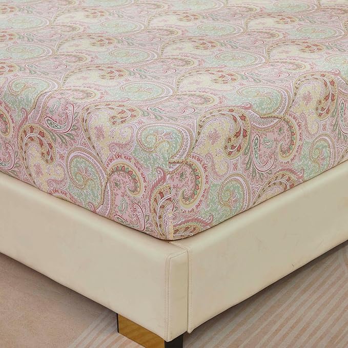 Brandream Boho Paisley Bedding Pink Elegant Watercolor Farmhouse Bed Sheets Set Queen Size Luxury Bedding Collections 800 Thread Count 100% Egyptian Cotton Deep Pocket, 4 Piece