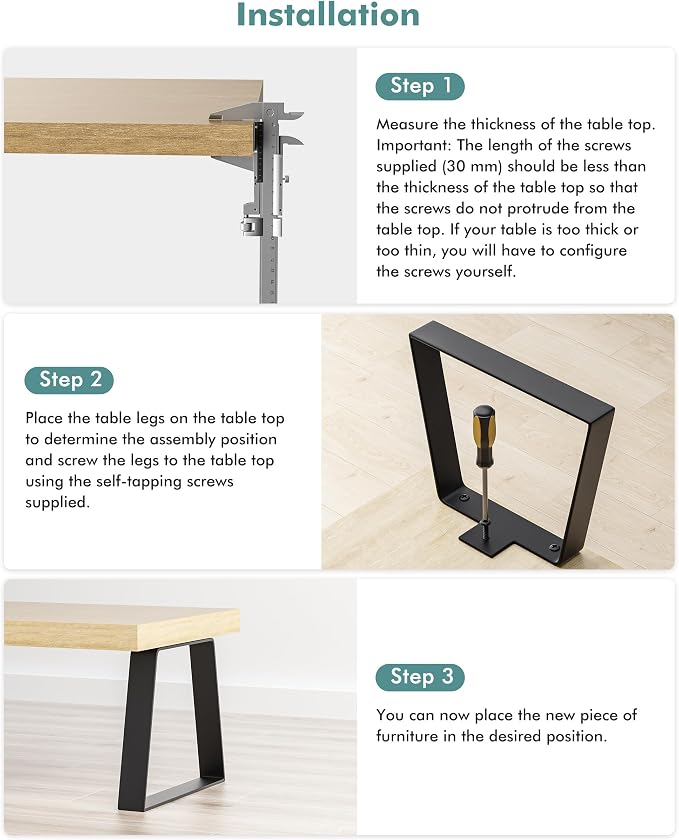 Metal Table Legs 8 Inch Short - Kitchen Desk Legs Small Trapezoid Heavy Duty Steel Furniture Leg Replacement Feet for DIY Sofa, Bench, Stool, Coffee Table, End/Side Table (Set of 2, Black)