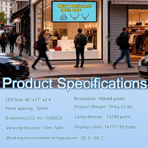 P6 Digital Programmable Scrolling LED Sign - Outdoor Business Message Board | WiFi Control Display Screen