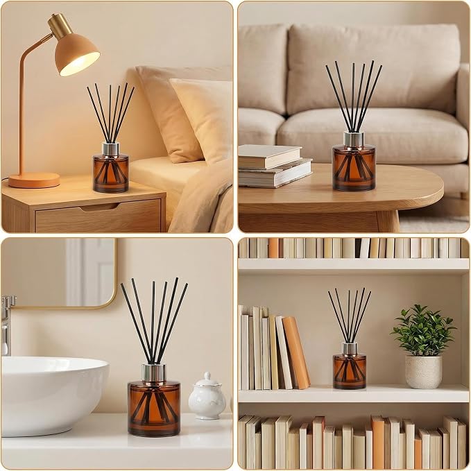 2 PCS 50ml/1.7oz Empty Aromatherapy Diffuser Bottles Amber Essential Oils Containers DIY Fragrance Accessories Diffuser Craft Projects for Wedding Party Home Fragrance Bathroom Decoration