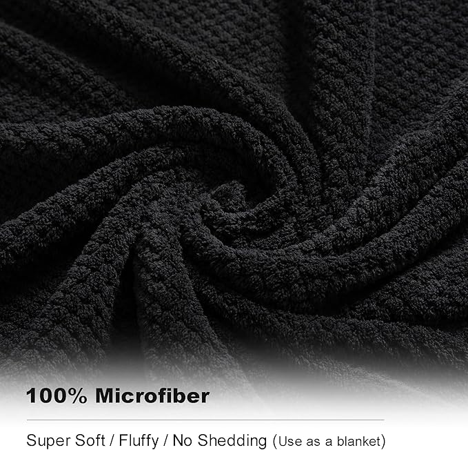 Smuge 2 Piece Hand Towels Set,100% Microfiber - Quick Dry, Thick, Soft, Plush and Highly Absorbent Luxury Hotel & Spa Bath Towel for Bathroom, Pack of 2 (Black)