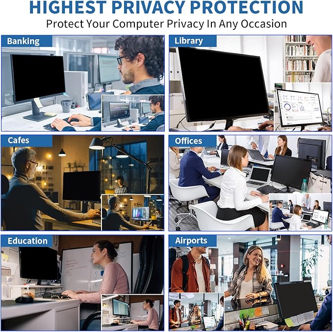 DEJIMAX 19.5 Inch Computer Privacy Screen for 16:9 Computer Monitor, Anti-Blue Light Monitor Privacy Screen Filter, Anti-UV Computer Shield