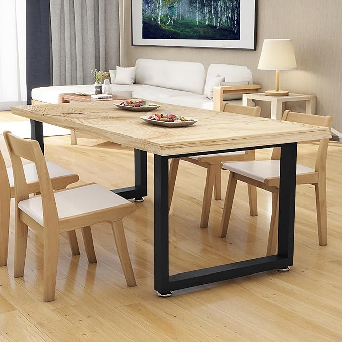 Metal Desk Table Legs 28''Hight 35'' Wide with Adjustable Protector Feet, Industrial & Rustic Style Heavy Duty Metal Furniture Legs for DIY Dinning Coffee Tables, Rectangle Shape, Black