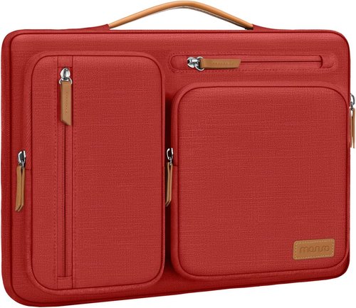 MOSISO 360 Protective Laptop Sleeve - Fits 13-13.3 Inch MacBook Air/Pro & More | Red with 4 Zipper Pockets