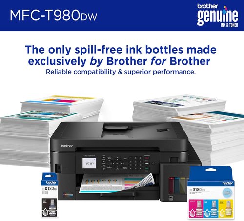 Brother INKvestment Tank 980 All-in-One Color Inkjet Printer - Wireless & Ethernet | Includes 3 Years of Ink