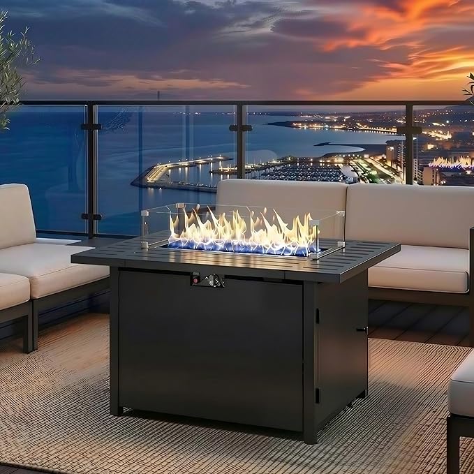 Wisteria Lane 43" Propane Fire Pit Table, 50,000 BTU Gas Fire Pit for Outside, Outdoor Fire Pit with CSA Certification for Patio Balcony Garden Deck Backyard