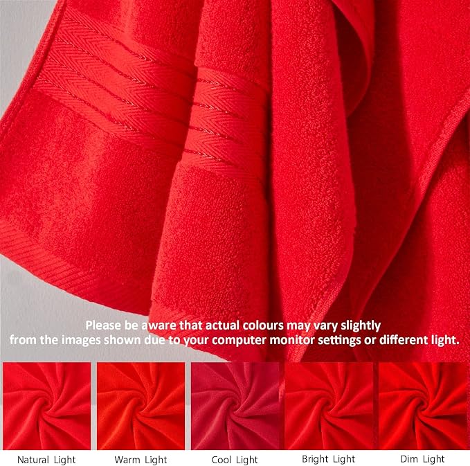 COZYART Red Hand Towels for Bathroom 4 Pcs, 13x30 Cotton Guest Hands Towel Set Super Soft Highly Absorbent Durable 650 GSM for Daily Use