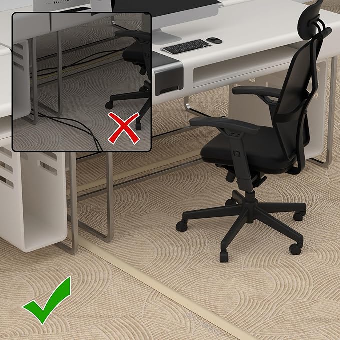 ZhiYo 4ft Cord Hider Floor, Soft PVC Cord Covers for Wires on Floor, Wire Cover to Hide Extension Cords, Cable Cover Protect Cords & Prevent Trips, Cable Cavity: W0.6in x H0.32in, Ivory