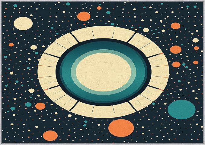 Mid Century Modern Rugs 6x9, Abstract Retro Washable 6 x 9 Area Rug for Living Room, Bedroom, Low Pile Non Slip Stain Resistant Carpet, Mid Century Home Decor Accessories & M901
