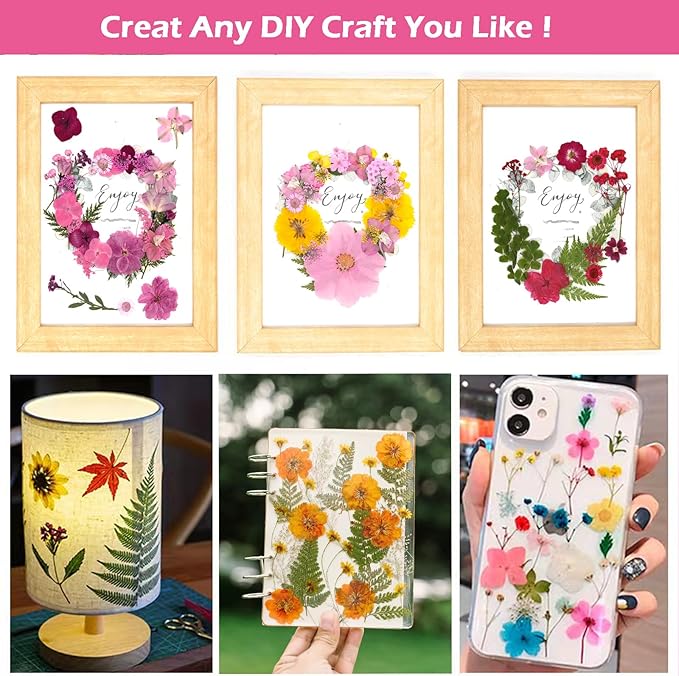30Pcs Dried Pressed Natural Flowers for Resin Molds Real Pressed Flowers Dry Leaves Bulk Natural Herbs Kit for DIY Scrapbooking Art Crafts Jewelry Molds Candle Soap Making Nails Decor (Yellow+ Pink)