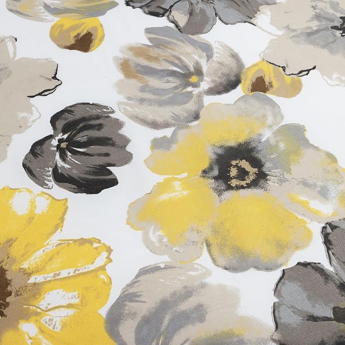 Lush Decor Leah Soft Floral Sheet Set, 6 Piece Set, Queen, Yellow & Gray- Queen Size Sheet Set - Printed Bedding - Watercolor Florals - Farmhouse Décor