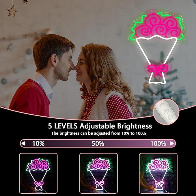 Flowers Neon Lights Flowers LED Light Wall Decor - Bouquet Decoration for Home, Wedding, Party and Romantic Gift