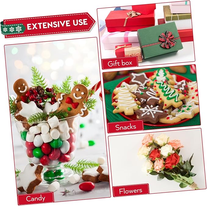 Alipis Christmas Cellophane Wrap Santa Clause Treat Bags Xmas Pattern Wrapping Paper Wrapper Sheet for Crafts Fruit Basket Packing