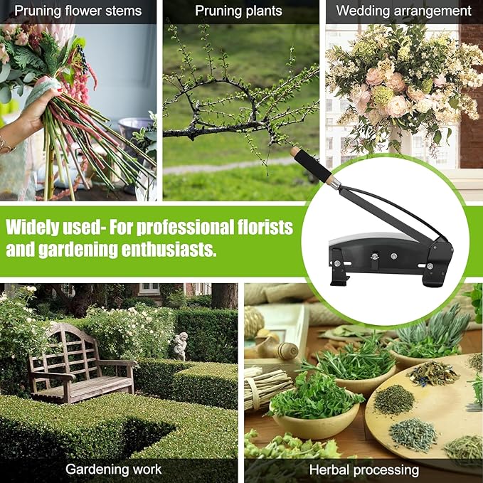 Flower Stem Cutter,14 in carbon Steel Blade Fresh Flower Stem Cutters with Safety Latch for Florists,Gardening ，Flower Arrangements Include:Screws ×4, Thorn Stripper ×1 and Thorn Silicones×4