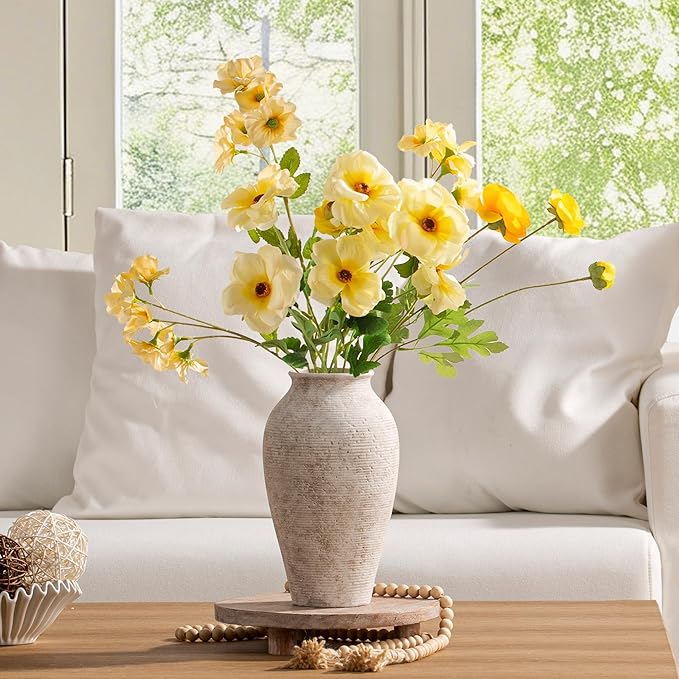 Ceramic Flower Vase Home Decor - Large Tall Farmhouse Table Vases Rustic Vintage Living Room Kitchen Bedroom Decorations for House Book Shelf Office Coffee Desk Dining Fireplace (11" Retro)
