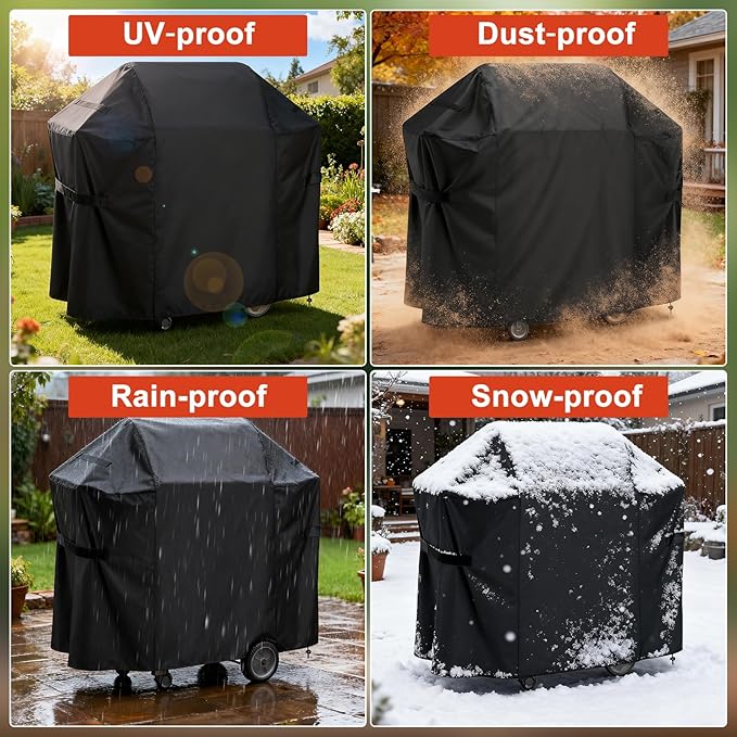 LBTING Grill Cover, 44-inch Heavy Duty 300D Oxford Waterproof Windproof UV Resistant BBQ Gas Grill Cover for Outdoor Barbecue Fit Most Brands Weber, Brinkmann, Char Broil, Holland