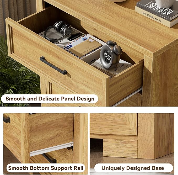 5 Drawers Dresser for Bedroom, 45" Tall Modern Chest of Drawers with Metal Handle, Wood Closet Clothes Storage Organizer for Living Room, Hallway, Entryway