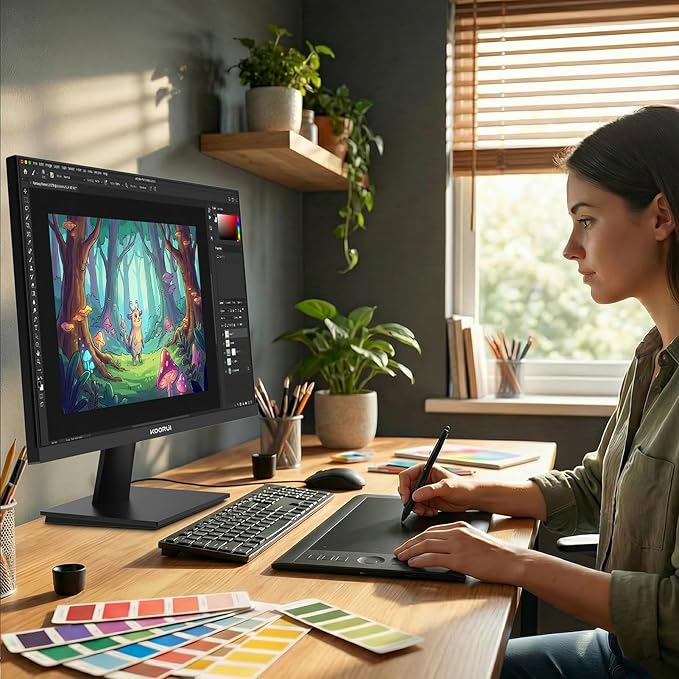 KOORUI 32 inch 4K Computer Monitor with HDMI x2 Displayport Speaker, 60Hz VESA HDR Support Desktop Monitor Compatible Freesync & G-sync Adaptive Sync for Office & Home