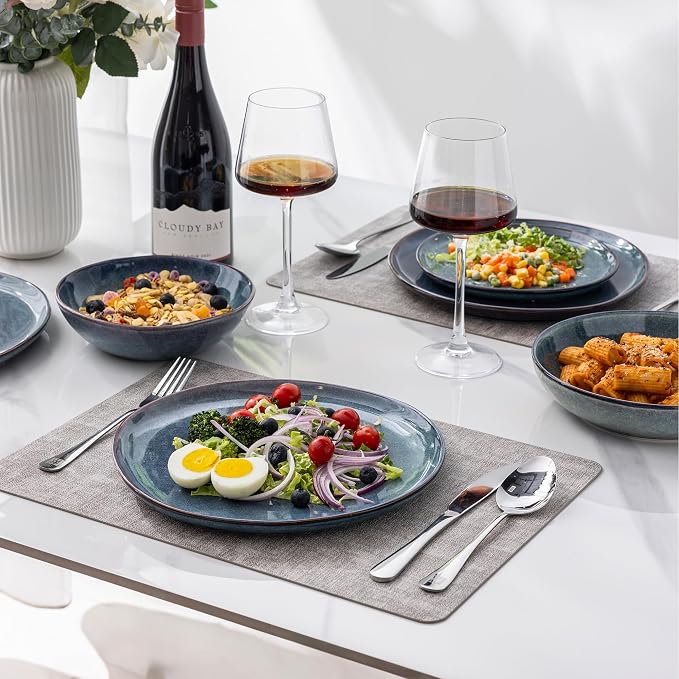 AmorArc Ceramic Dinnerware Sets,Handmade Reactive Glaze Stoneware Plates and Bowls Sets,Highly Scratch Resistant | Dishwasher & Microwave Safe Dishes Set,Service for 8 (24pc)