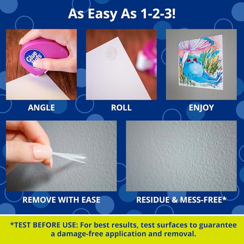 Glue Dots .375" Poster Dot Dispenser - 200 Clear Adhesive Dots for Easy Mounting
