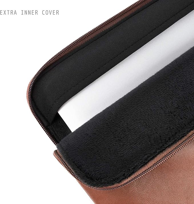 Comfyable Slim Protective Laptop Sleeve 15 Inch 14 Inch, PU Leather Bag Compatible with 15" MacBook Air (Snug Fit) M4 2025 & 14" MacBook Pro M4 (Loose Fit), Computer Case for Mac, Brown