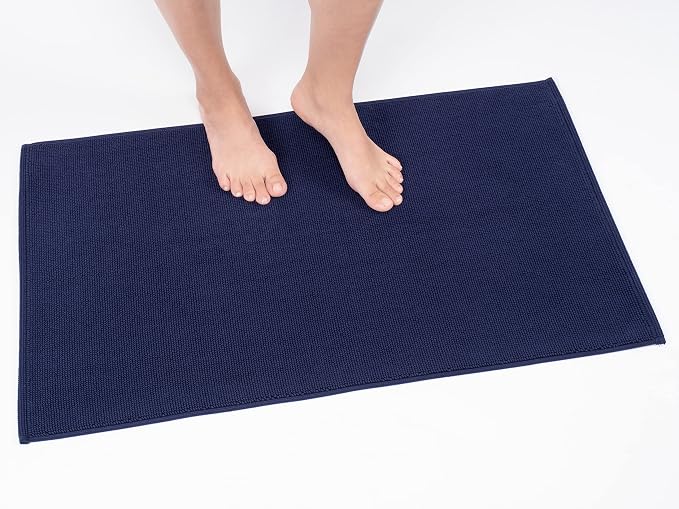 Cotton Paradise 100% Cotton Turkish Bathmat Rug, Soft Absorbent Quick Dry Non Slip, 17x24 Bathmat Rug, Navy Blue