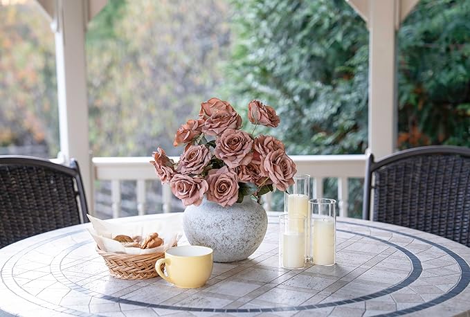 CozyWel Rustic White Two-Ear Ceramic Vase with Hand-Glazed, Textured Pottery Vase with Two Ears for Centerpieces, Kitchen, Living Room, Bedroom Decor Gifts (Rustic White, Short)