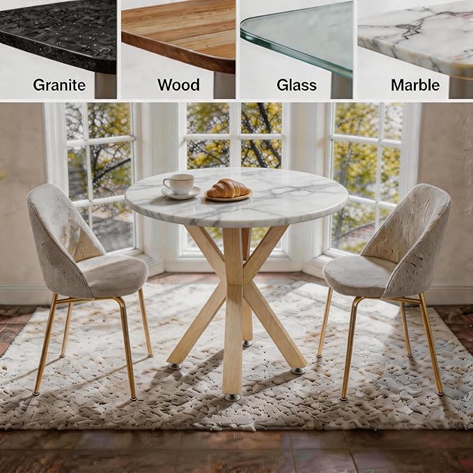 Metal Table Legs 28 Inch, Artistic Heavy Duty Dining Table Base with Suction Cups & Pre-Drilled Holes, Fits Glass Marble Wood Tops, DIY Desk Coffee Table Legs, 1000LBS Capacity, Natural Colour