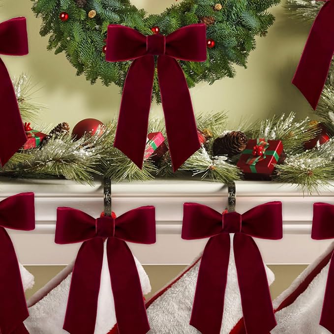10 Yards Burgundy Velvet Ribbon 1 1/2 Inch for Christmas Tree,Velvet Christmas Ribbon for Gift Wrapping Crafts Bow Wreath Holiday Decorations (Burgundy)