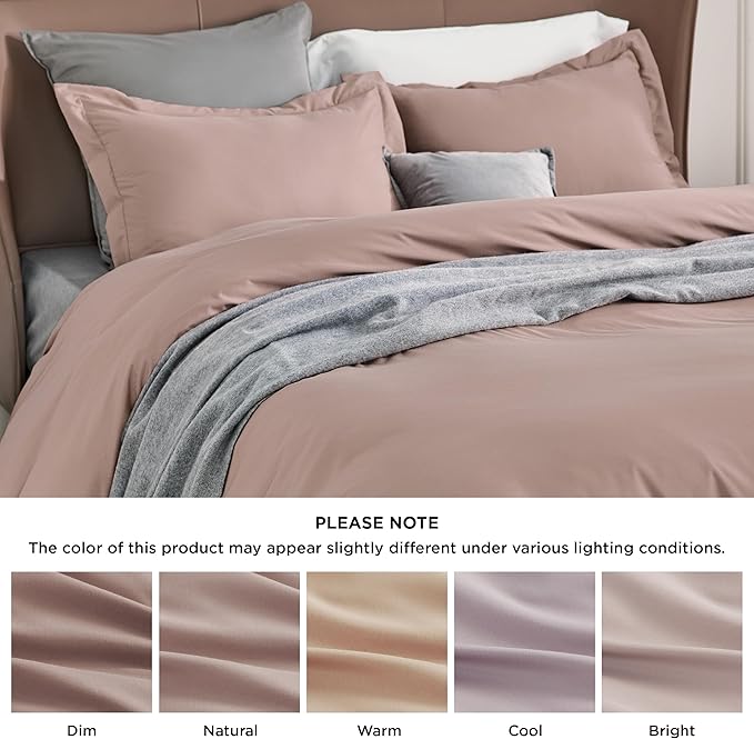 Bedsure Duvet Cover King Size - Soft Double Brushed Bedding Set for Kids & Adults, Zipper Closure, 3 Pieces, Includes 1 Duvet Cover (104"x90") & 2 Pillow Shams, NO Comforter, Dusty Rose