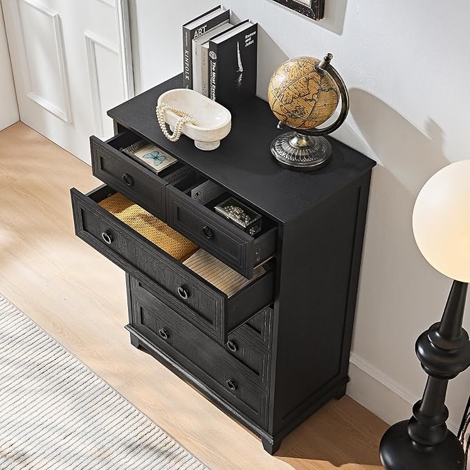 Farmhouse 6 Drawer Dresser for Bedroom Set of 2, 41" Tall Small Dressers & Chest of Drawers, Rustic Wood Dresser with Metal Handle, Storage Organizer Closet for Living Room, Hallway, Entryway