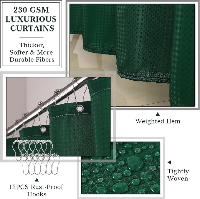 Dark Green Bathroom Accessory Set - Bathroom Sets, 25PC Bath Accessories Set, Bathroom Sets with Push Top Trash Can, Shower Curtain and Rugs, Toilet Brush, Trash Can & Soap Dispenser