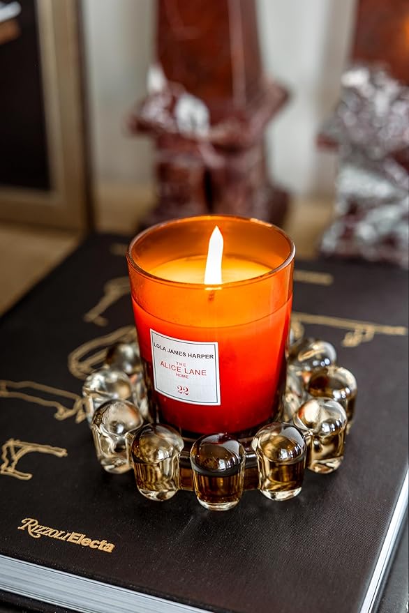Alice Lane Original Bubble Candle Dish Large – Chic Amber Glass Candle Dish for Home Decor – Decorative Modern Candle Holder for Small Candles & Diffusers