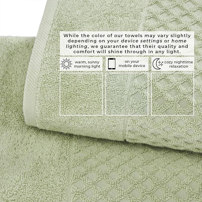 Great Bay Home Bath Towels - 100% Cotton 4 Pack 54x27 Bath Towel Set - Absorbent, Durable, Quick-Dry Towels for Bathroom (Pale Green)
