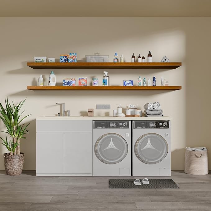 IAE Walnut Floating Wall Shelves 72 inch, Bathroom Shelf Wall Mounted,Invisible Shelf Floating Kitchen Shelving,Wooden Wall Shelves with Brackets for Living Room Wall Mounted,Easy Install,Set of 2
