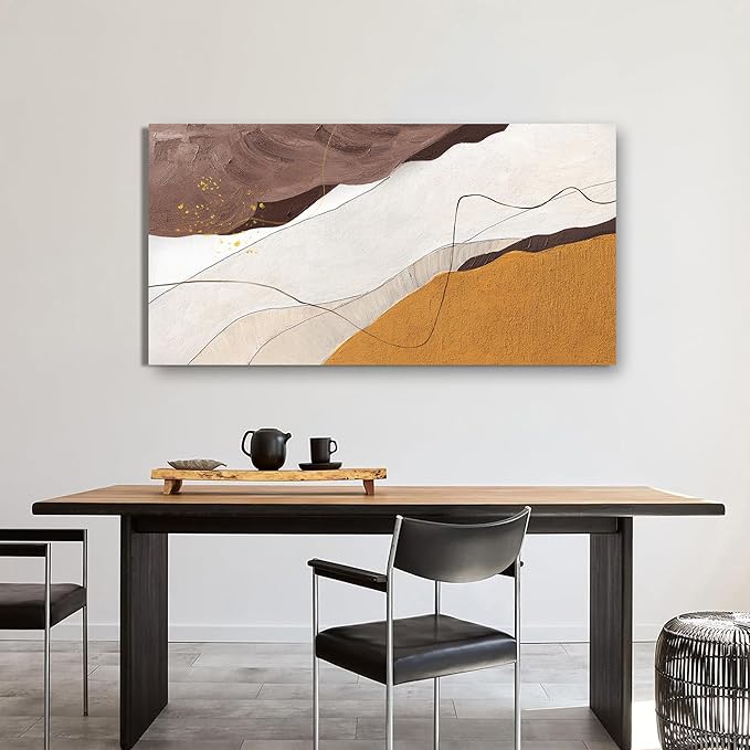 Canvas Wall Art Decor Abstract Canvas Art Wall Decor Abstract White Wall Art Prints Modern Minimalist Wall Art Decorations Brown Artwork for Walls Bedroom Office Kitchen Wall Decor 20" X 40"