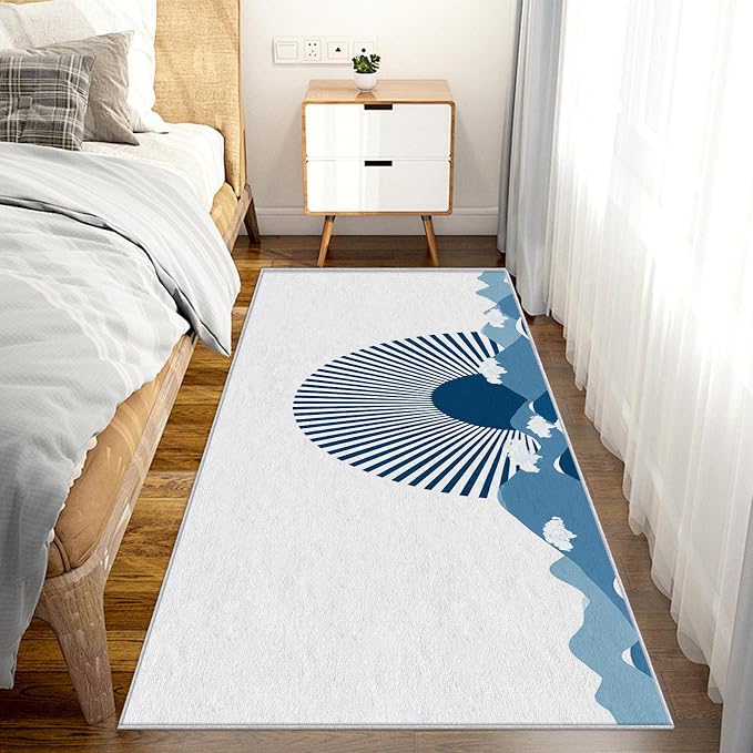 Boho Sunshine Runner Rug 4x11, Japanese Landscape Design, Modern Coastal Area Rug, Washable Non-Slip Floor Carpet Runner for Bedroom, Dining Room, Living Room Aisle