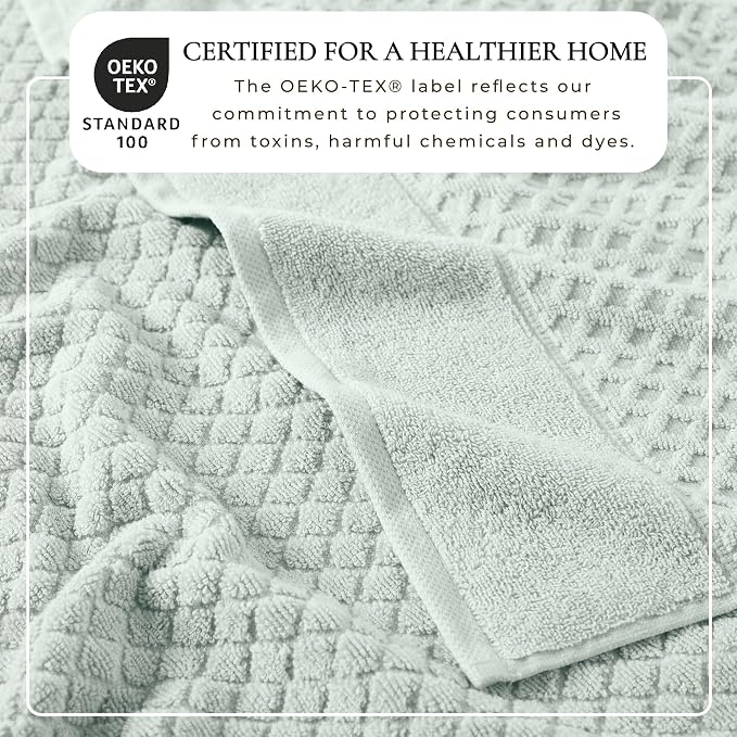 Great Bay Home Bath Towels - 100% Cotton 6 Piece Towel Set - Diamond Waffle Weave - Absorbent, Durable, Quick-Dry Towels for Bathroom (Pastel Blue)