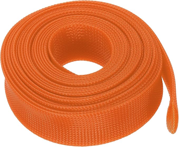 uxcell Expandable Sleeving, 1 1/2-inch 25ft Cable Sleeve, Orange