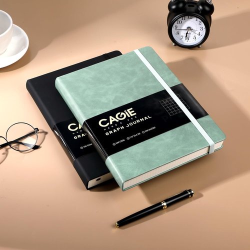 CAGIE Graph Notebook - 320 Pages 100 GSM Hardcover Journal | B5 Quad Ruled for Engineering & Math - Green