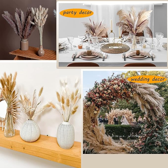 Dried Pampas Grass Decor 115 PCS Dried Plants,Dried Flowers Natural pompas Floral for Wedding, Boho Decor , Home, Rustic Party, Baby Shower Arrangement Centerpiece Table Decorations