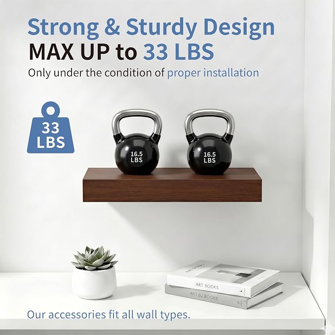 Floating Shelves for Wall, Bathroom Shelves Over Toilet, Wall Shelves & Book Shelf, Hanging Shelf, Modern Wooden Wall-Mounted Small Floating Shelves, 12x7x1.5 in (Walnut-Like, Set of 2)