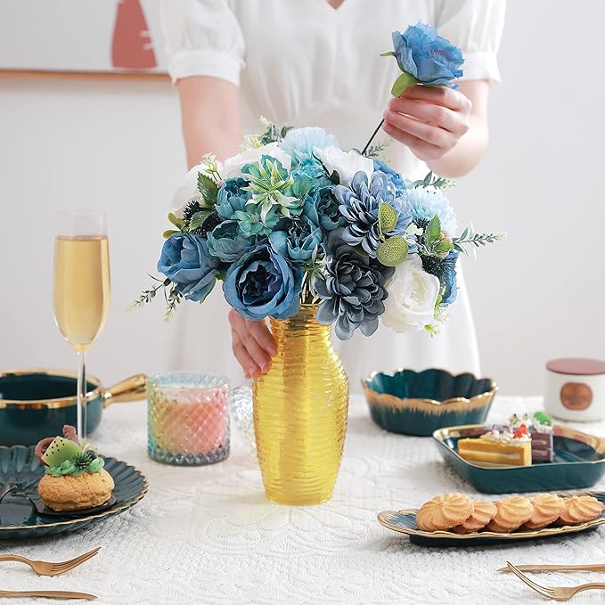 Artificial Flowers Combo, Fake Flowers for DIY Tables Centerpieces Baby Shower Bridal Shower Wedding Bouquet Arrangements Party Candle Holder Cake Decor Flower Home Decorations