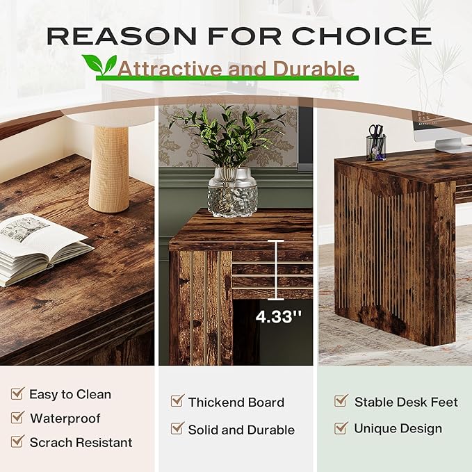Tribesigns 79-Inch Extra Long Desk, Two Person Double Desk for Home Office, Wooden Long Computer Desk Writing Table for Office, Vintage Brown