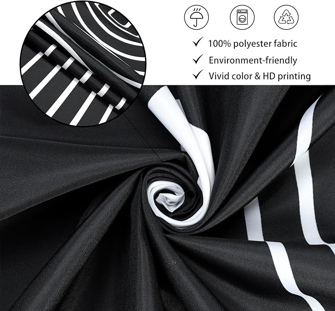 Black and White Extra Long Shower Curtain, Boho Minimalist Mid Century Modern Arch Geometric Machine Washable Waterproof Fabric for Bathroom Bathtub Decor with Hooks 72Wx78H