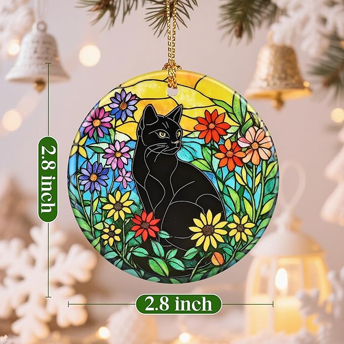 Christmas Ornaments: Christmas Tree Decorations, Black Cat Holiday Decor, Stocking Stuffers, Gift Ideas, Xmas Gifts & Gifts for Cat Lover